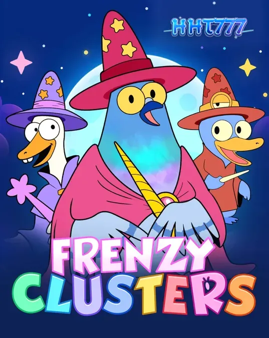 Interface colorida e mágica do slot Frenzy Clusters com personagens e símbolos de alquimia
